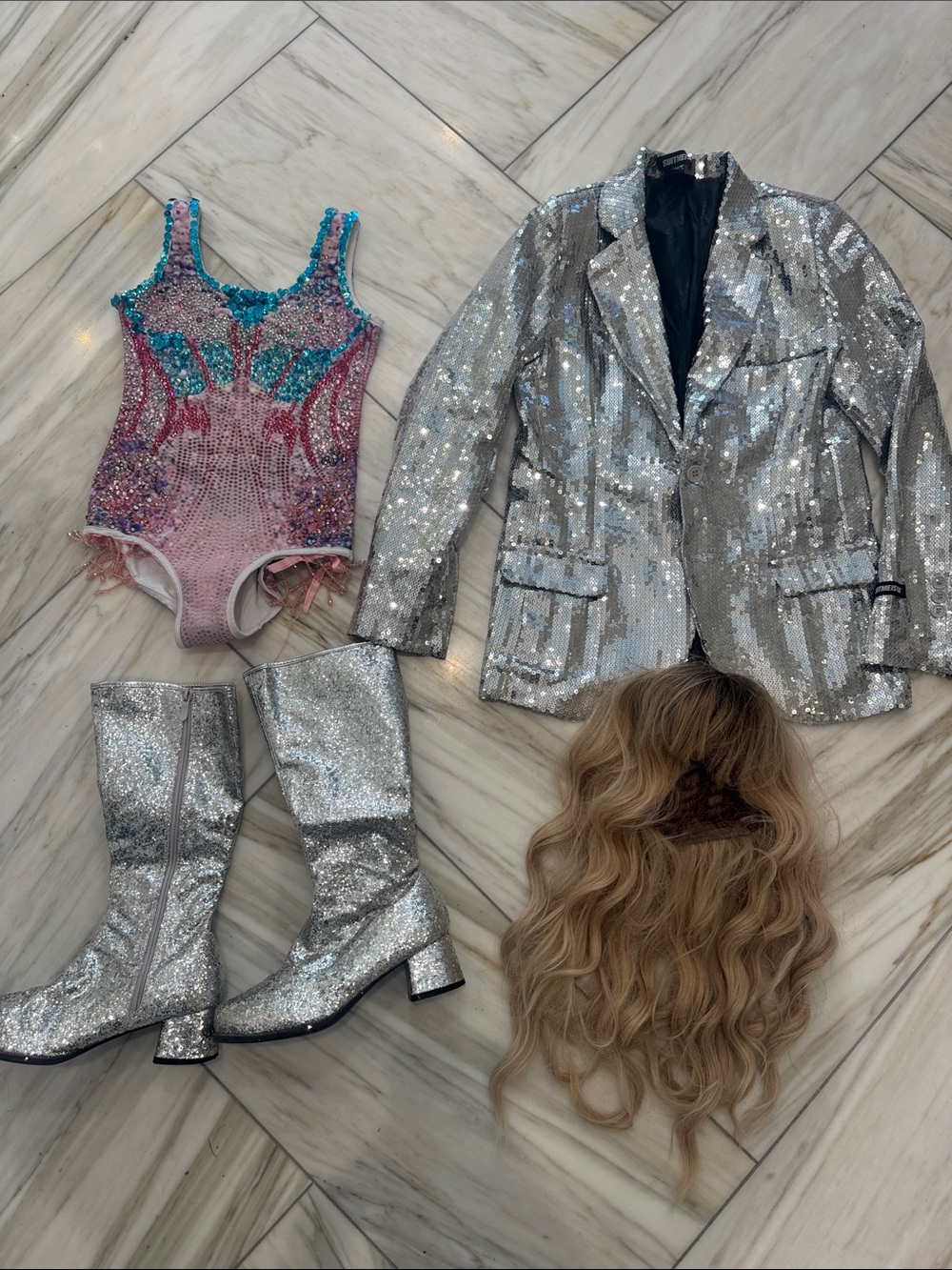 Kids Taylor Swift Eras Tour “Lover” costume includes bodysuit, jacket,wig& boots